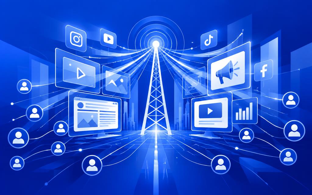 Cobalt broadcast tower representing SuPaMEDIA